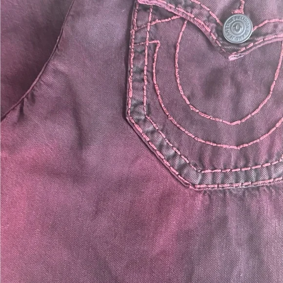 True Religion Ricky Straight Mens Jeans Burgundy Sz 34 Heavy 90s Skateboard